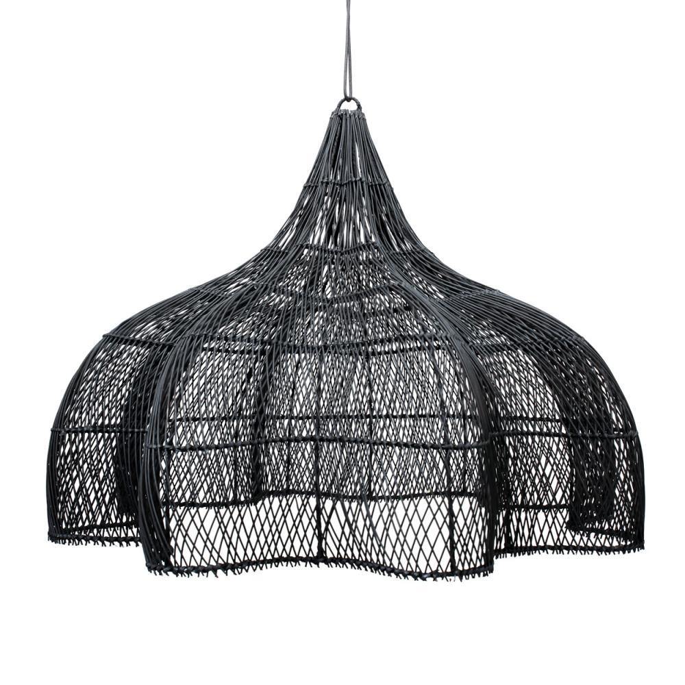 Extra large rattan light shade – whipped pendant black 110cm   flo & joe