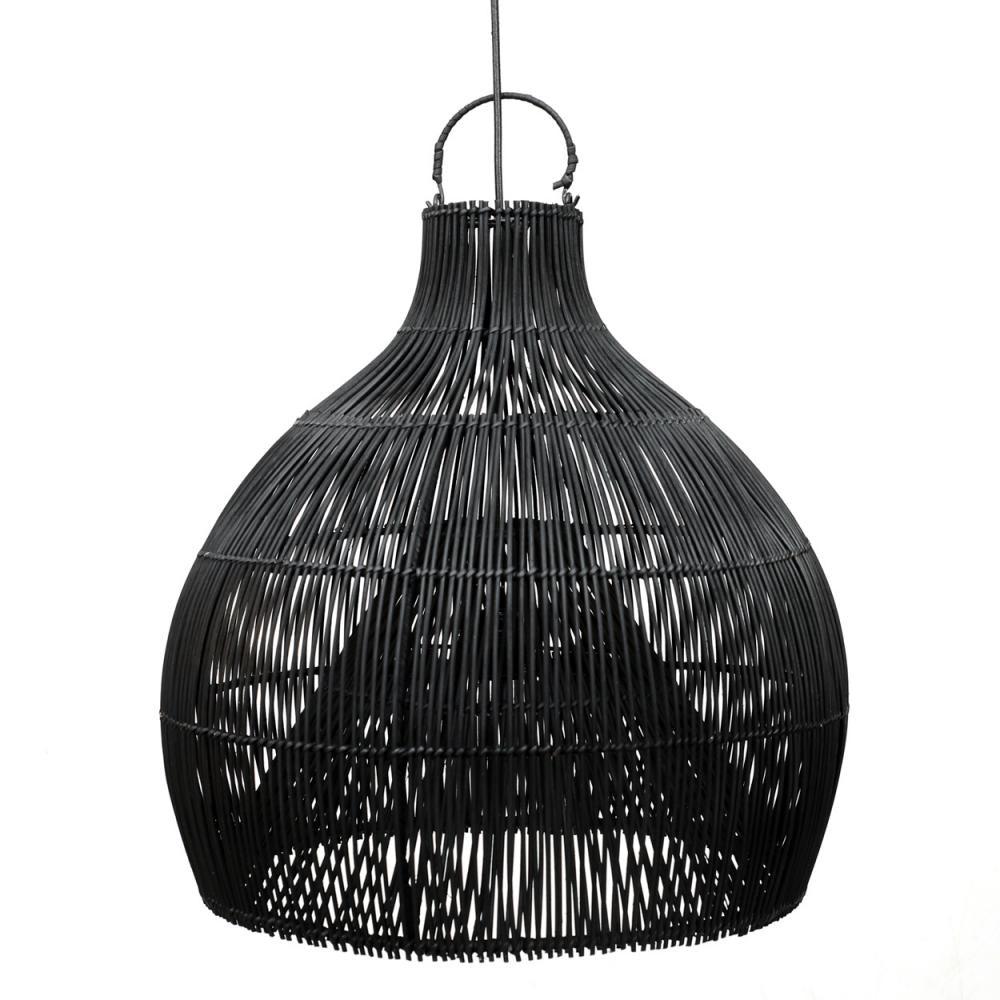 The Lobster Trap Pendant - Black Rattan - L are Ceiling Light Shade - Flo & Joe