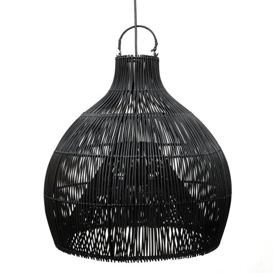 The Lobster Trap Pendant - Black Rattan - L are Ceiling Light Shade - Flo & Joe