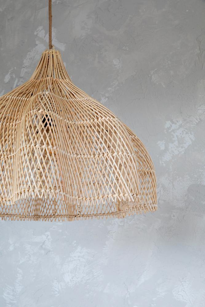 Large rattan light shade – whipped pendant natural 60cm   flo & joe