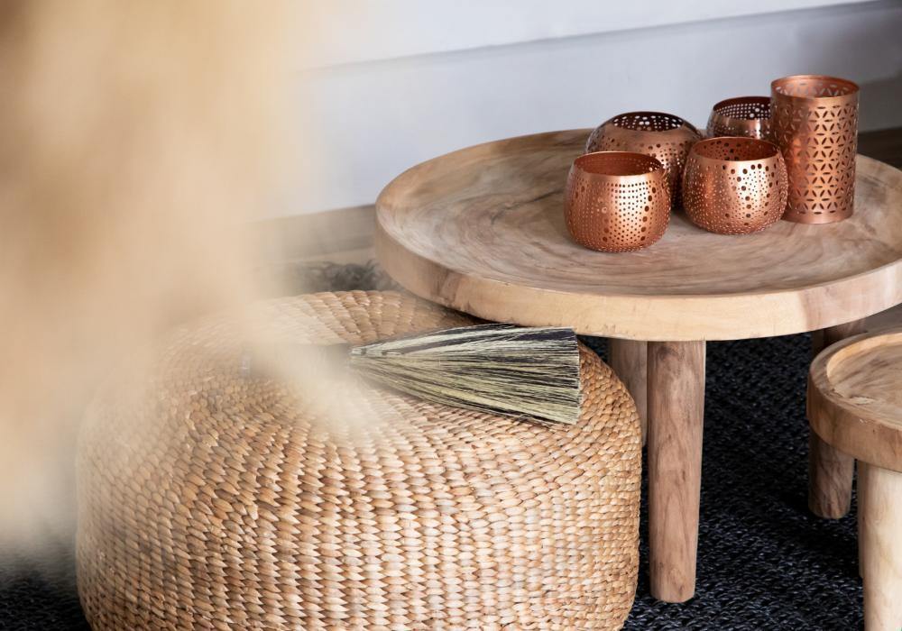 Natural hyacinth pouffe   medium   flo & joe