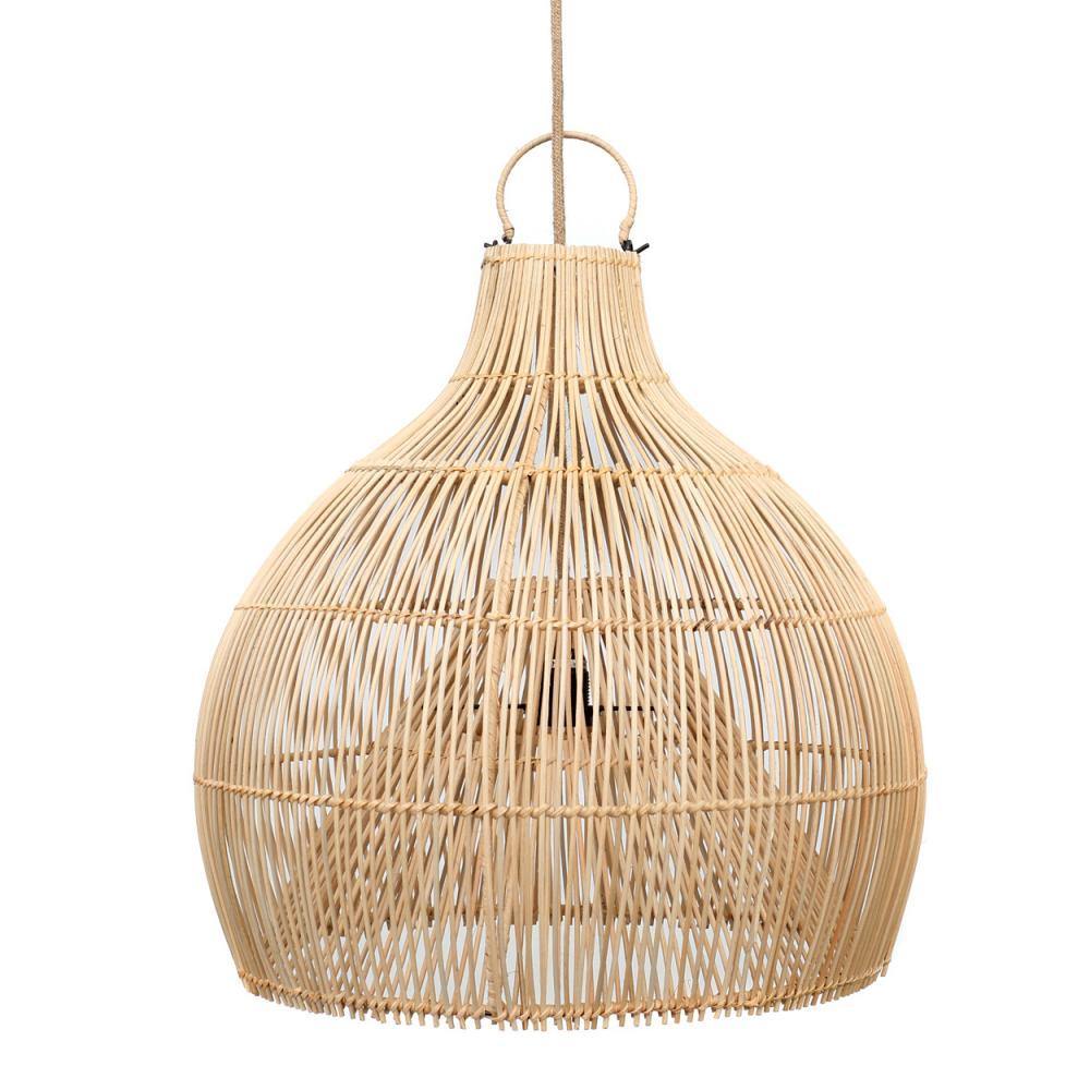 Handmade Rattan Pendant Ceiling Light shade in the style of a traditional lobster pot