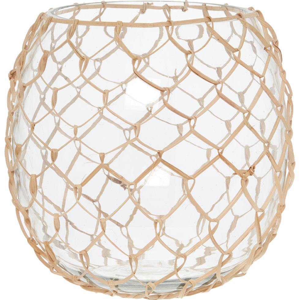 Rattan round glass vase   flo & joe