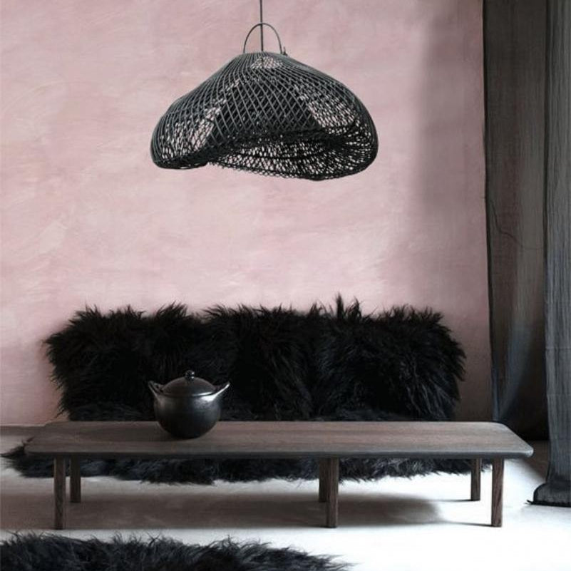 The Cloud Pendant - Black Rattan Light Shade - 60cm - Flo & Joe