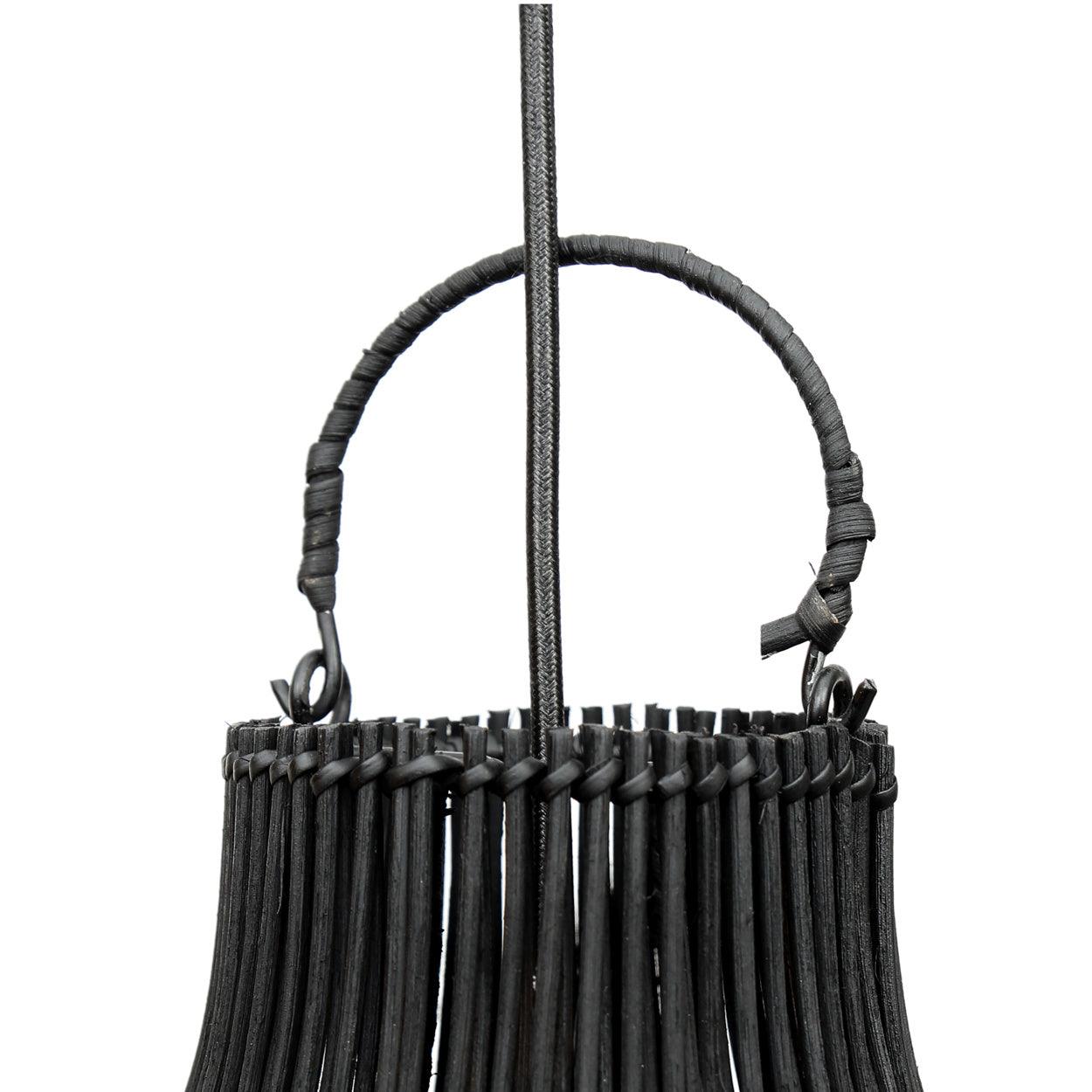 The Lobster Trap Pendant - Black Rattan Ceiling Light- L - Flo & Joe