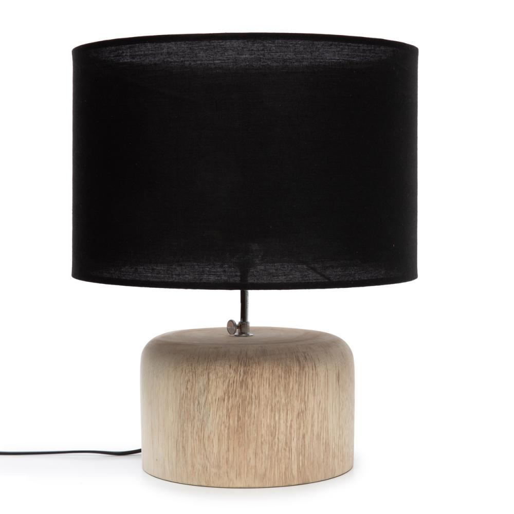 The teak wood table lamp   natural black   flo & joe