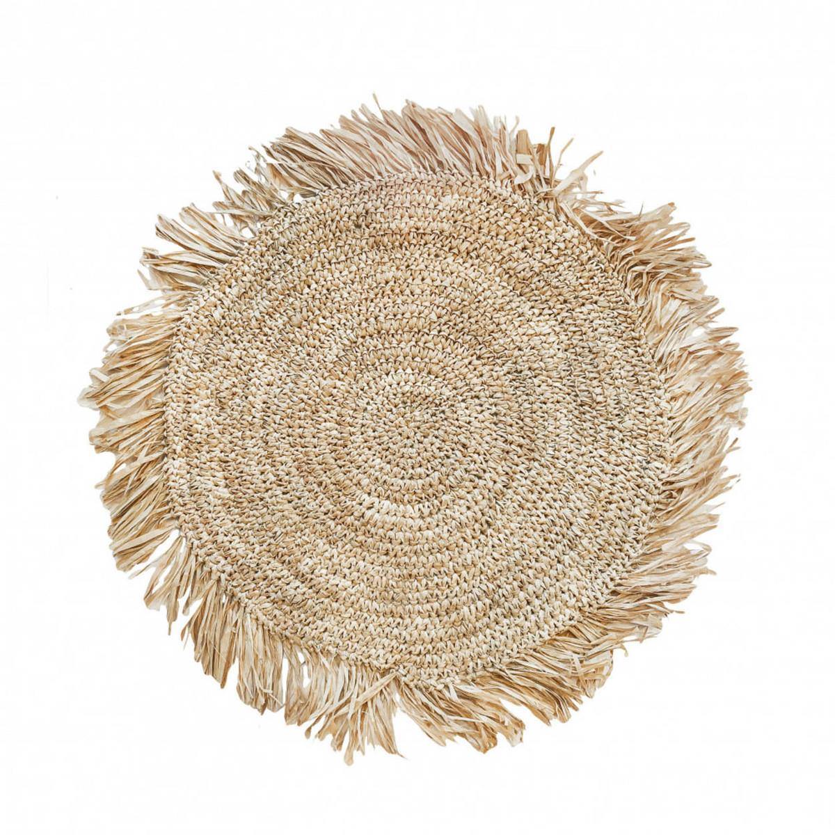 Large fringed raffia placemat   flo & joe