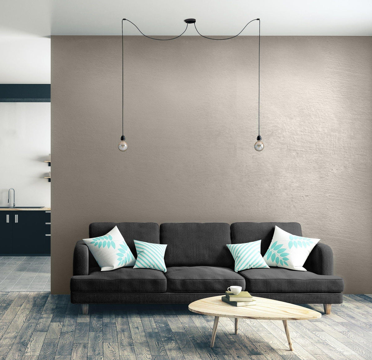 Ceiling light 2 fittings   french linen black   flo & joe