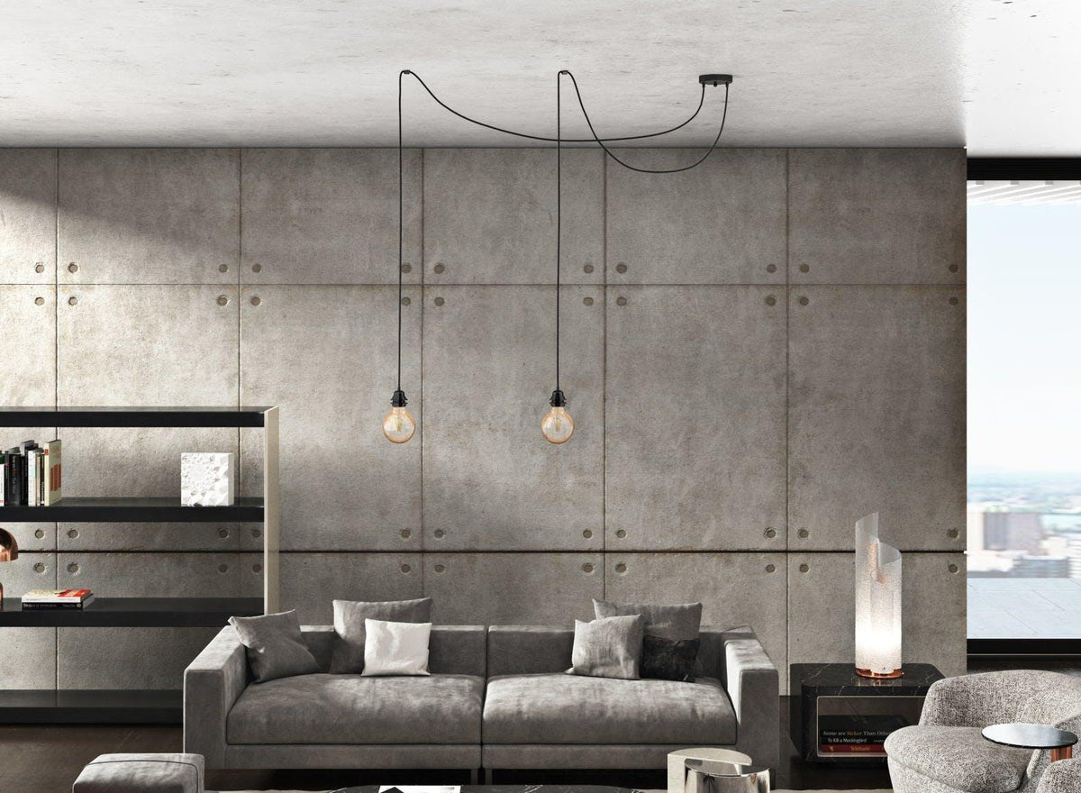 Ceiling light 2 fittings   french linen black   flo & joe