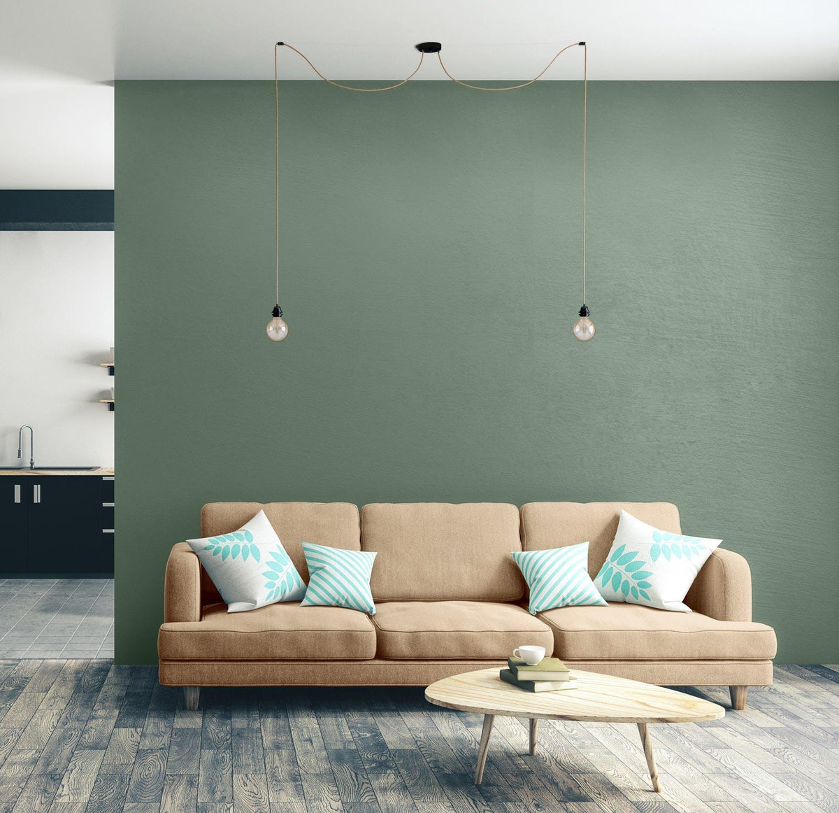 Ceiling light 2 fittings   raw linen black   flo & joe