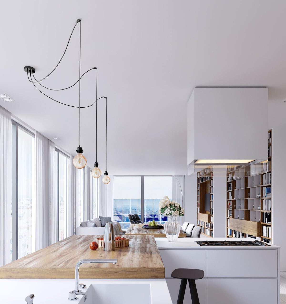 Ceiling light 3 fittings   black   flo & joe