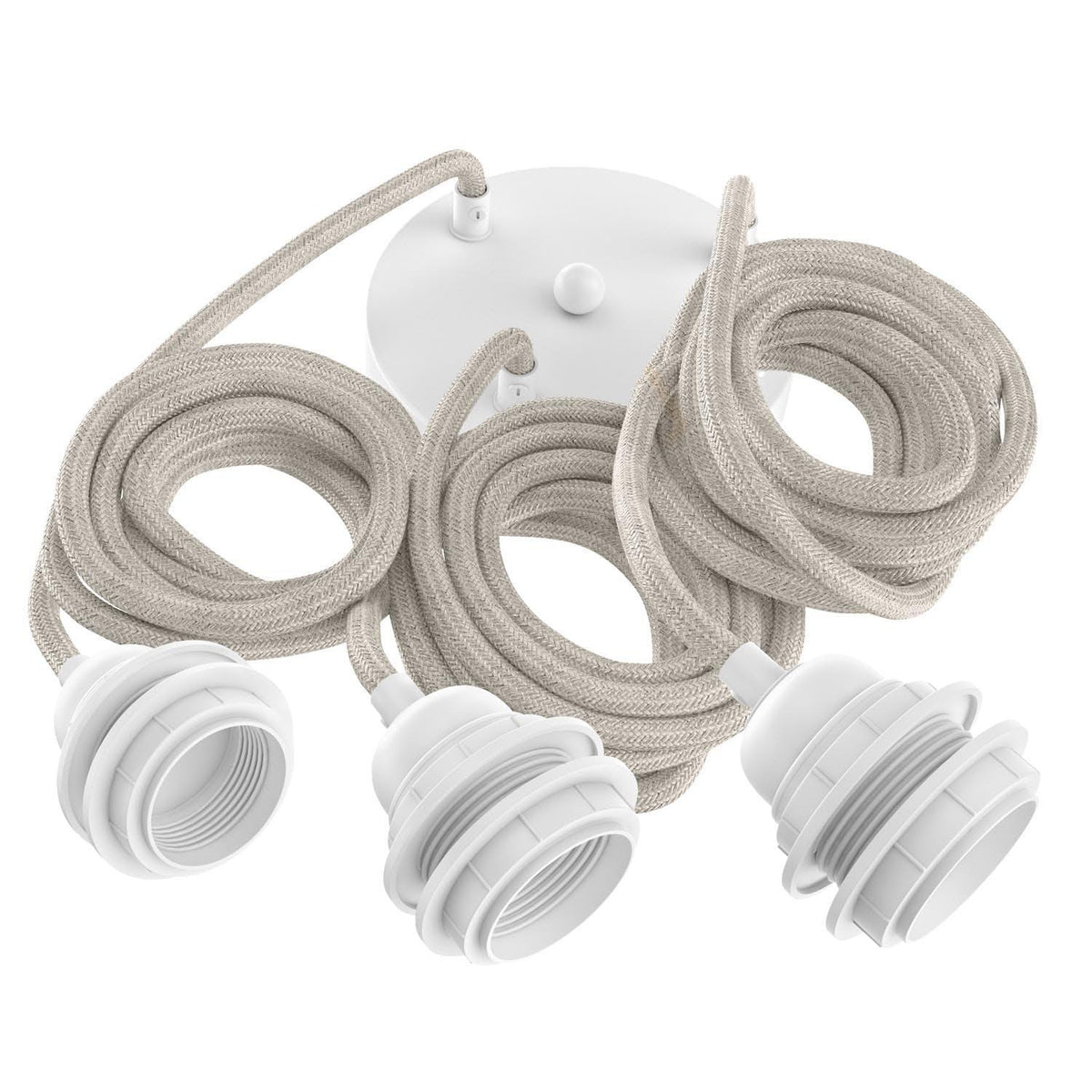 Ceiling light 3 fittings   raw linen white   flo & joe