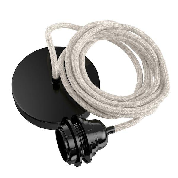 Ceiling light fitting   single   raw linen black   flo & joe