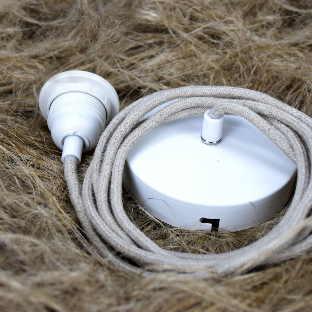 Ceiling light fitting   single   raw linen white   flo & joe