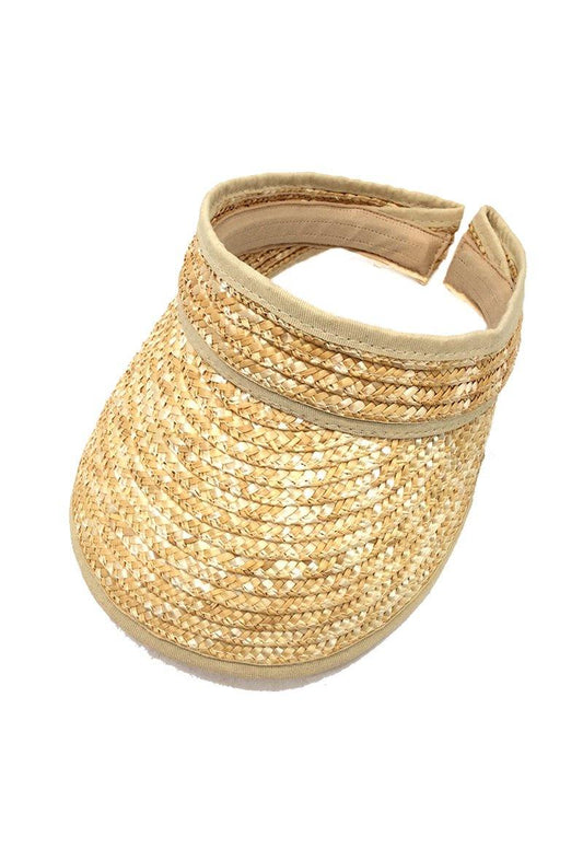 Cotton Trimmed Straw Visor - Natural - Flo & Joe