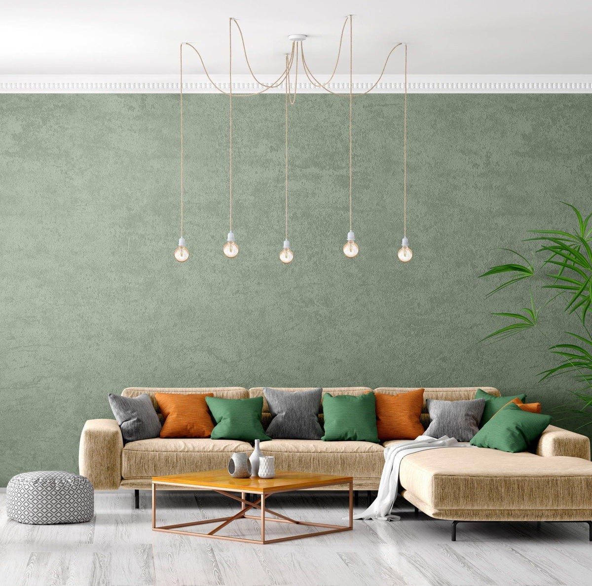 French linen ceiling light   5 fittings   natural   flo & joe