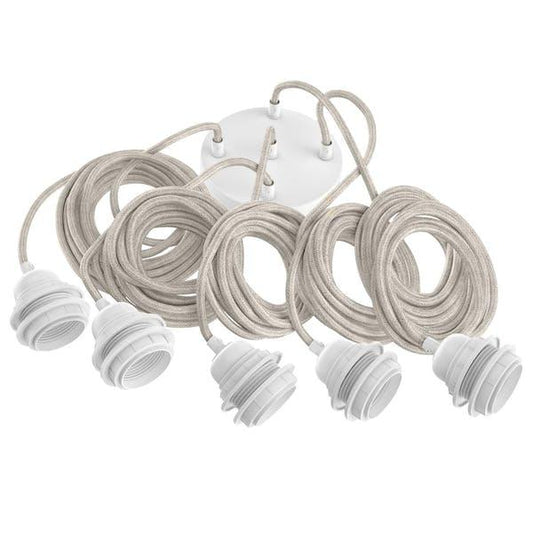 French Linen Ceiling Light - 5 Fittings - Natural - Flo & Joe