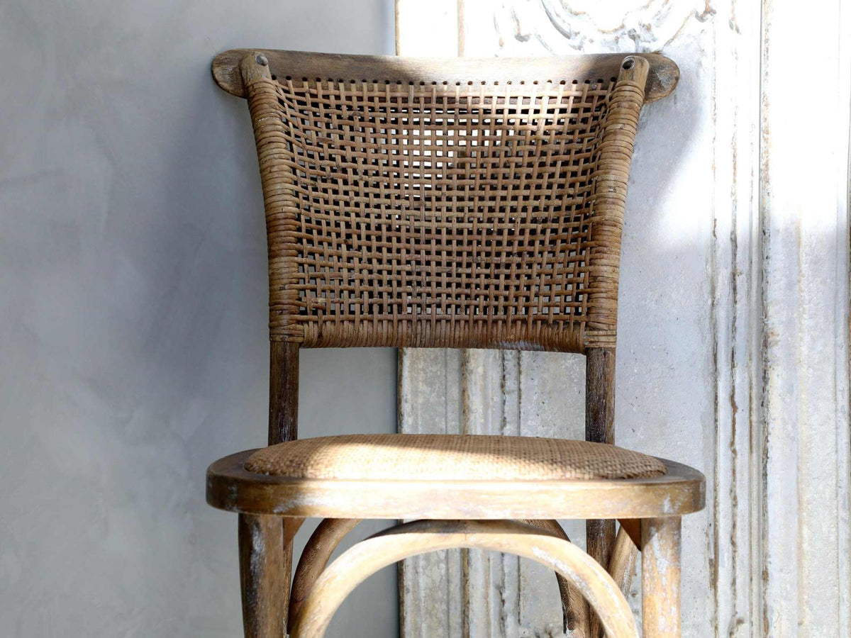 French wicker dining chair with natural rattan seat — kitchen and dining furniture — flo & joe