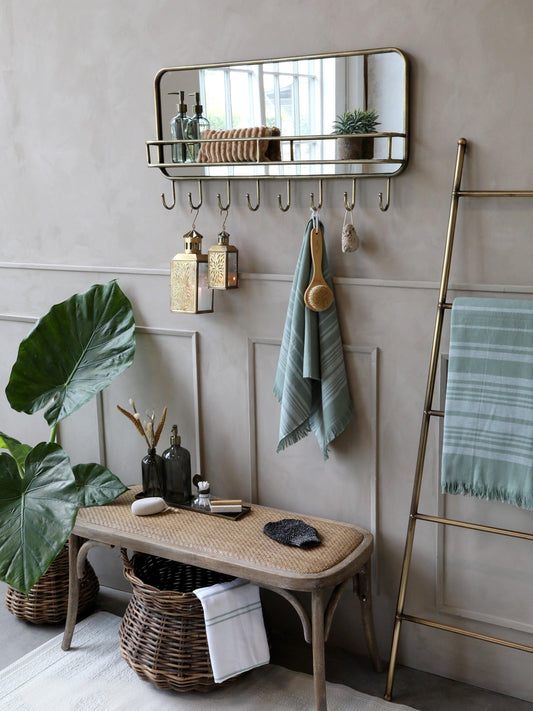 French Wicker Wooden Bench - Flo & Joe