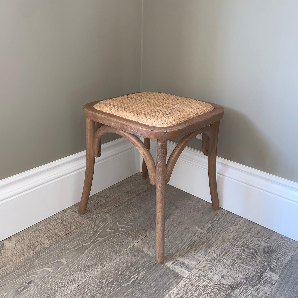 French wicker wooden stool   flo & joe