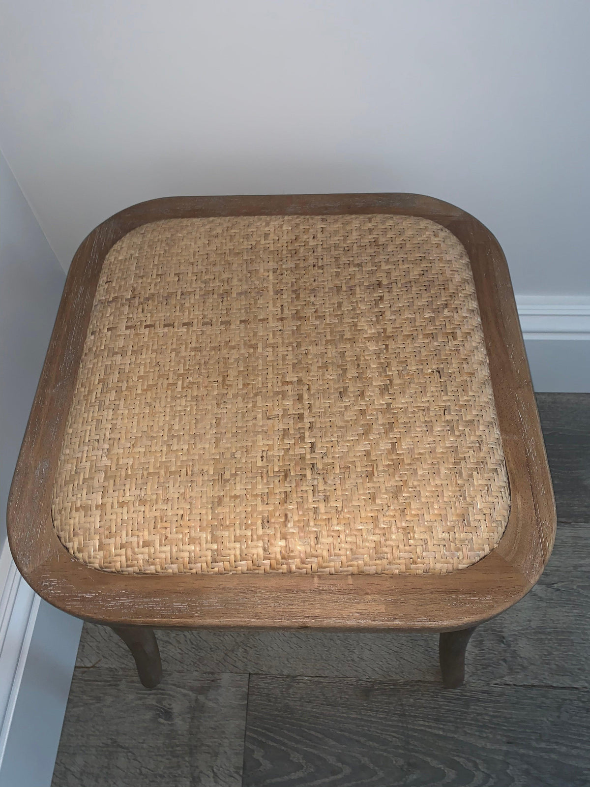 French wicker wooden stool   flo & joe