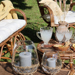 Glass & Wicker Hurricane Lantern - Medium - Flo & Joe