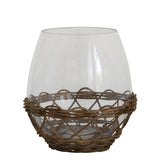 Glass & Wicker Hurricane Lantern - Medium - Flo & Joe