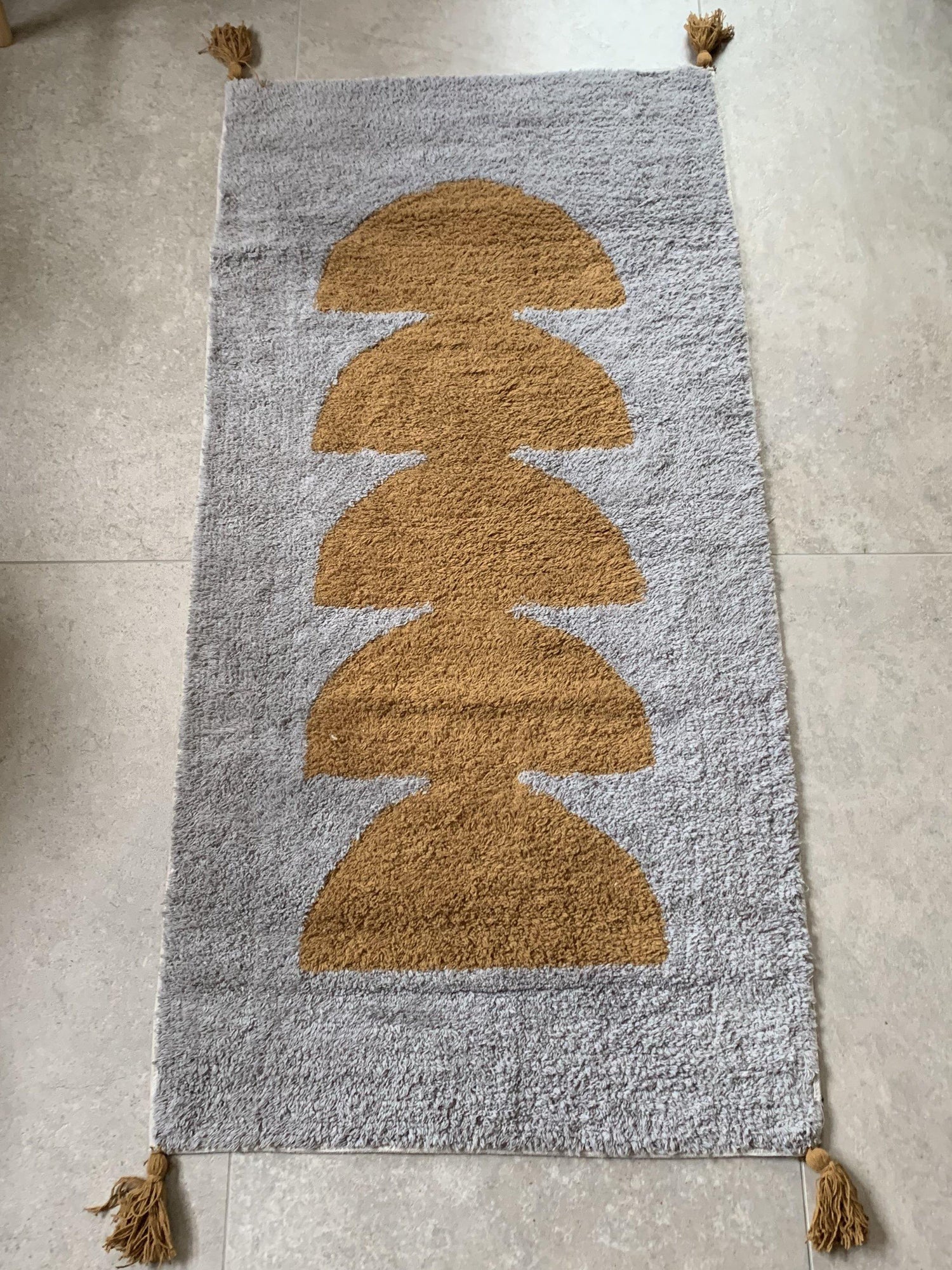 Grey & Gold Tassel Runner Rug - Flo & Joe