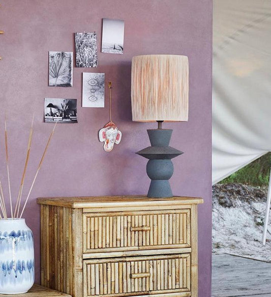 Grey Iron & Raffia Lamp - Flo & Joe