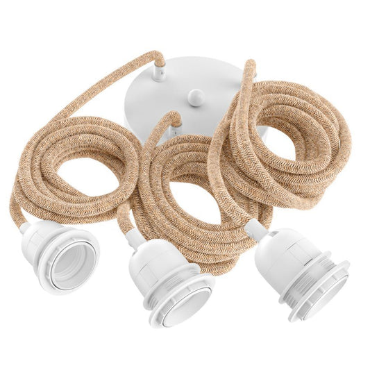 Jute Ceiling Light - 3 Fittings - White - Flo & Joe