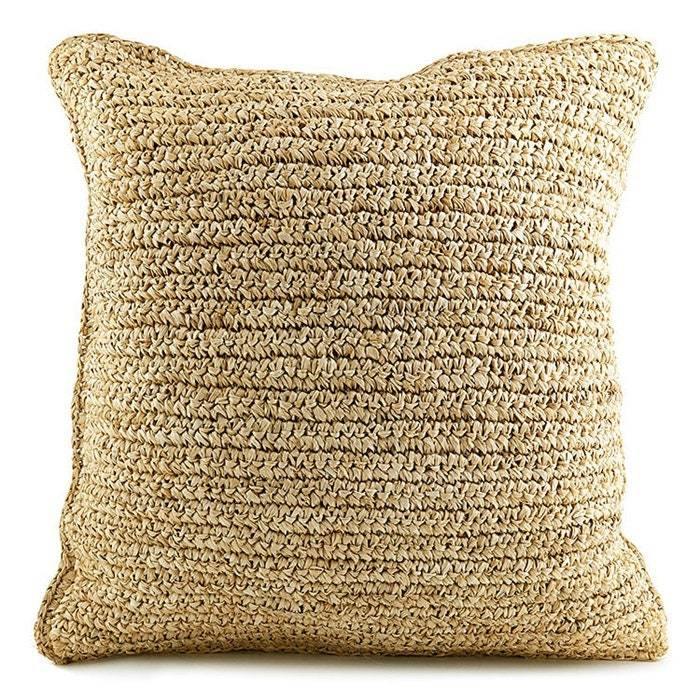 Natural raffia square cushion 40 x 40cm