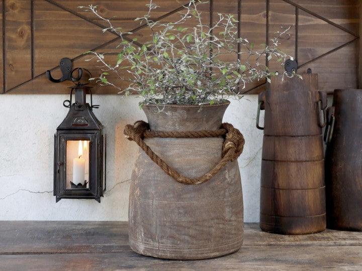 Old indian wooden vase   flo & joe