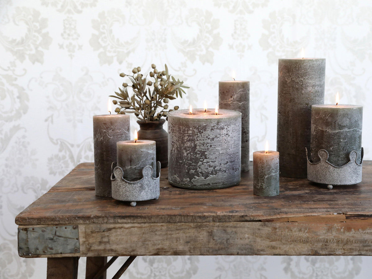 Olive wax pillar candle   10cm   flo & joe