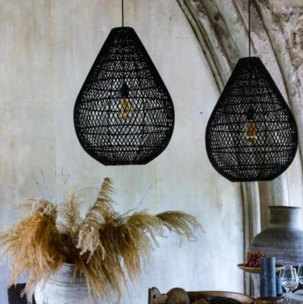 The teardrop black rattan pendant light   large   flo & joe