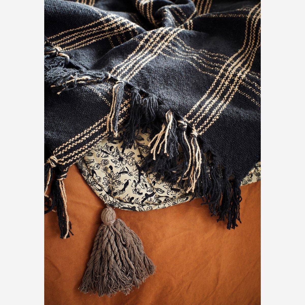 Recycled Cotton Blanket Throw - Black - Flo & Joe