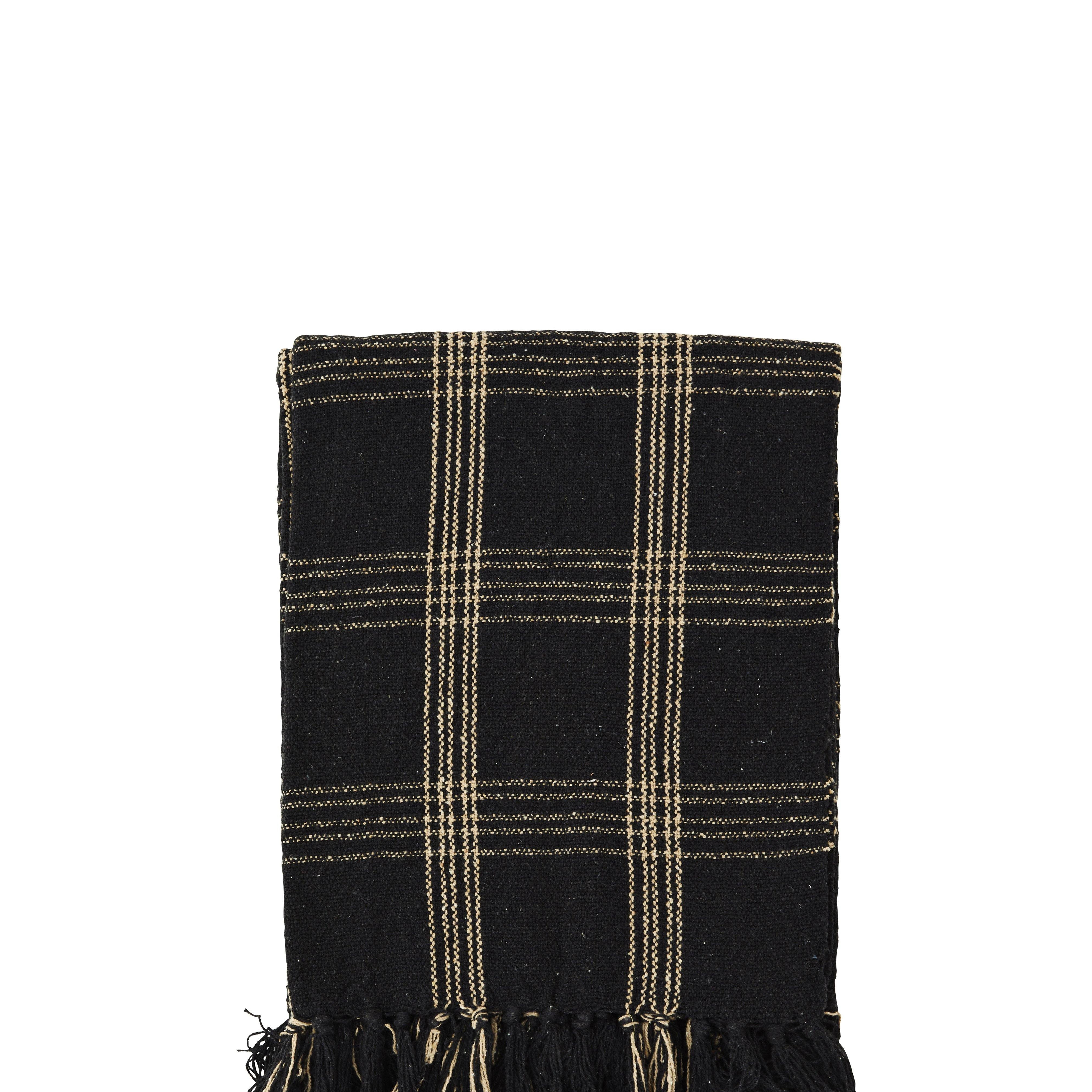 Recycled Cotton Blanket Throw - Black - Flo & Joe