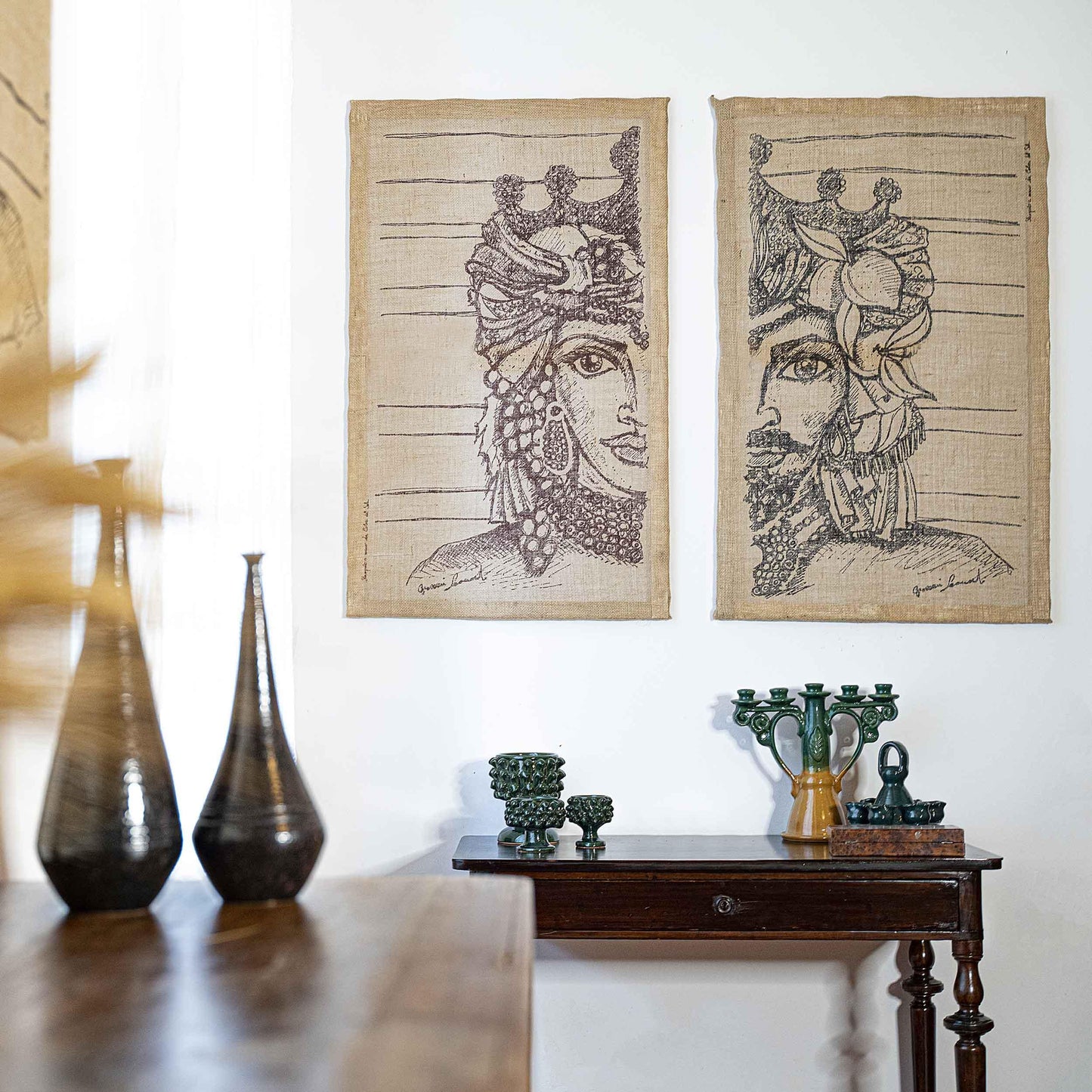 Sicilian Dama Head Tapestry - Large - Flo & Joe