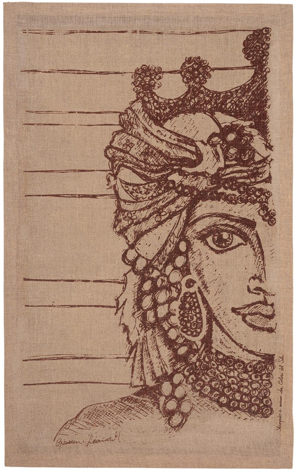 Jute  wall hanging sicilian dama head tapestry   large   flo & joe