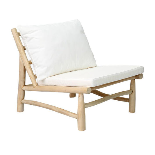 Teak Cushioned Lounge Chair - Ivory - Flo & Joe